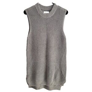 Abercrombie & Fitch Knit Ribbed Crewneck Sweater Vest Women Size M Gray